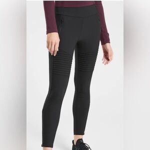 Athleta Headlands Moto Tight, 6P, Black, Zipper Pockets, Lots of Special Design